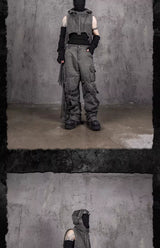 Distressed Patched Strapped Cargo Pants