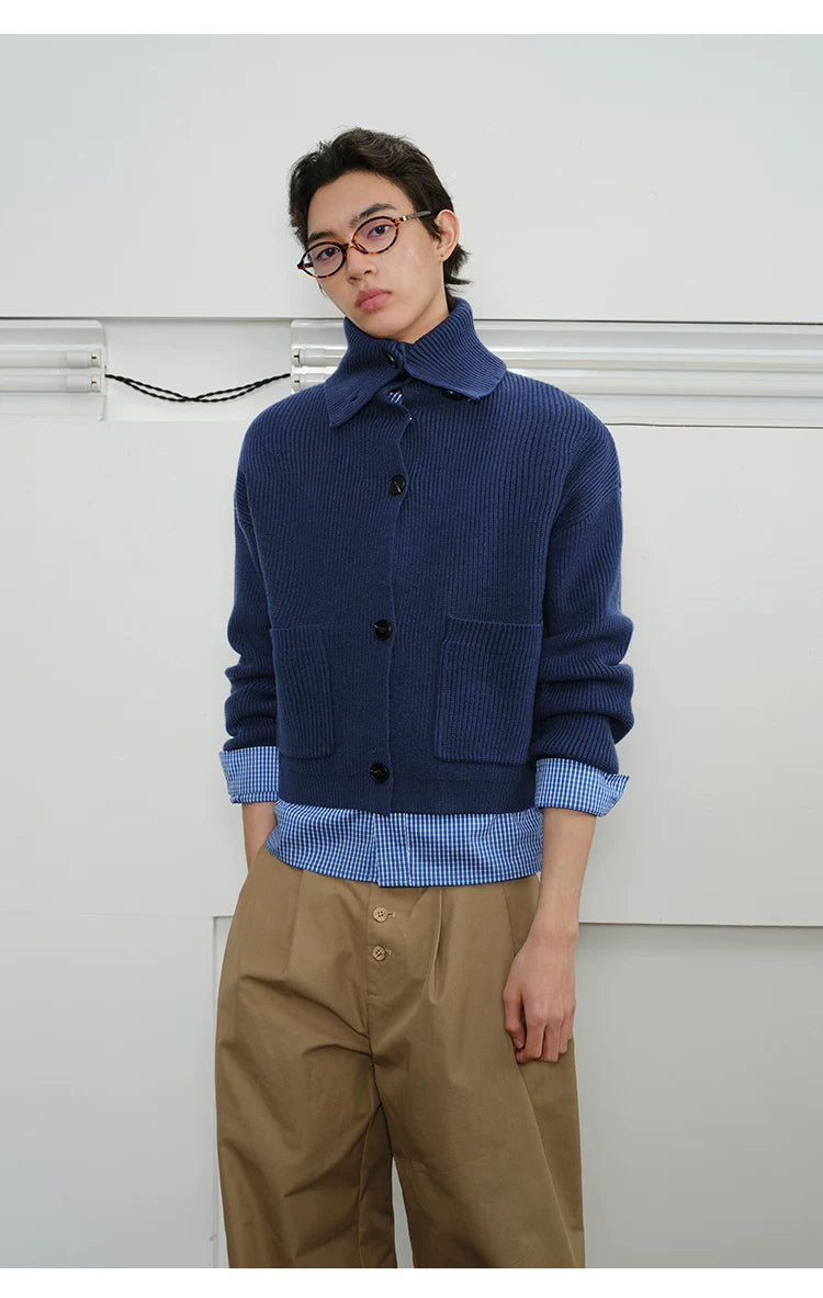 Men's High Neck Wool Cardigan