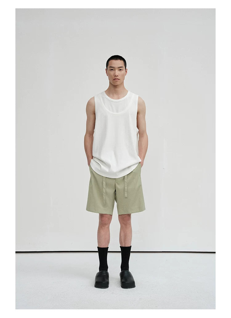 Draped Drawstring Elastic Waist Pleated Shorts