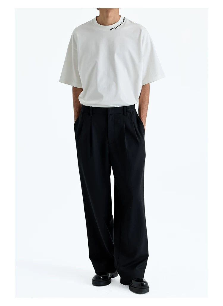 Merino Wool Pleated Elastic Waist Pants