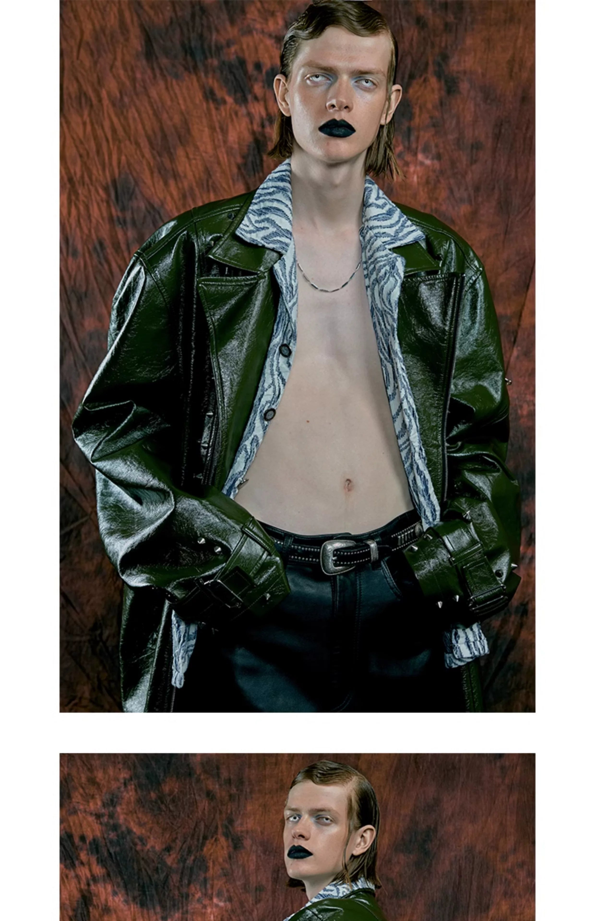 Studded Patent Leather Oversized Trench Coat