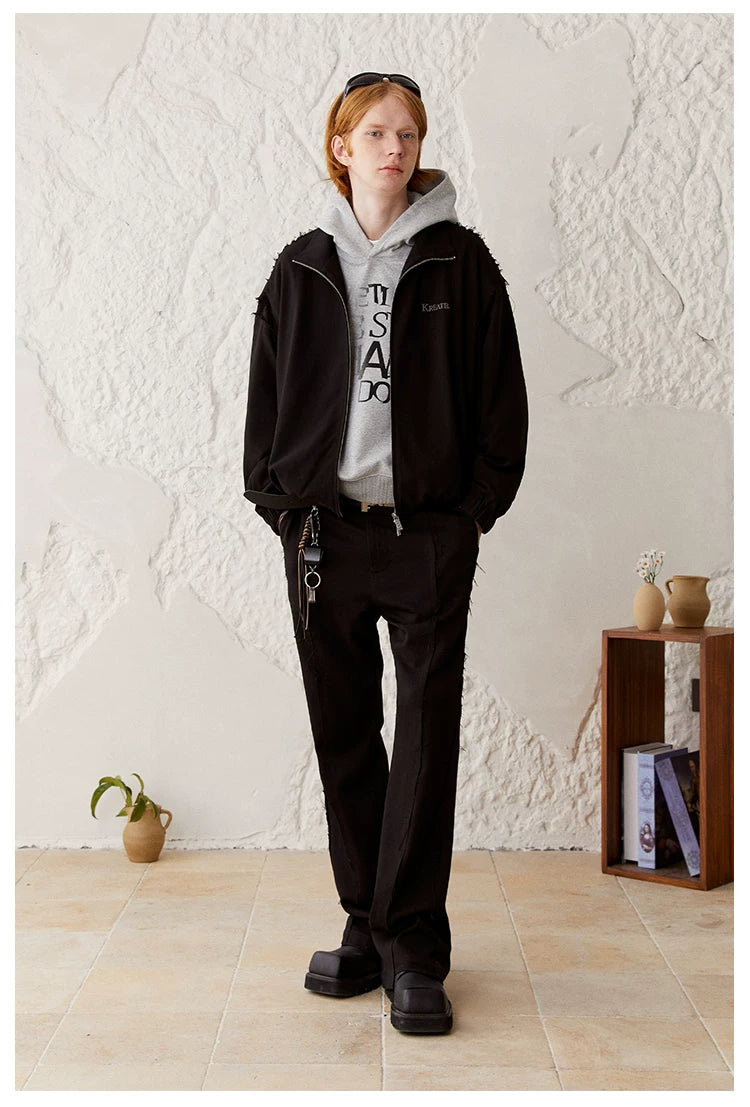 Men's Drapey Frayed Flared Dress Pants
