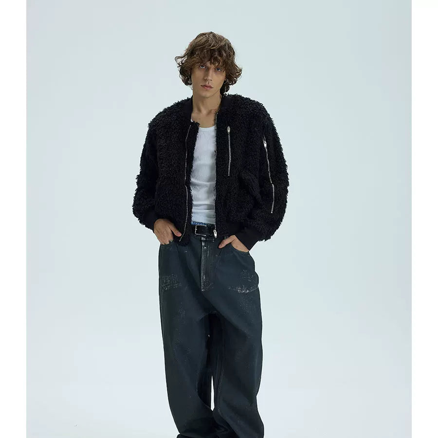 Warm Heavy Fur Bomber Puffer Coat
