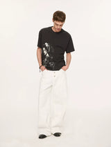 Geisha Print Casual Boxy Tee
