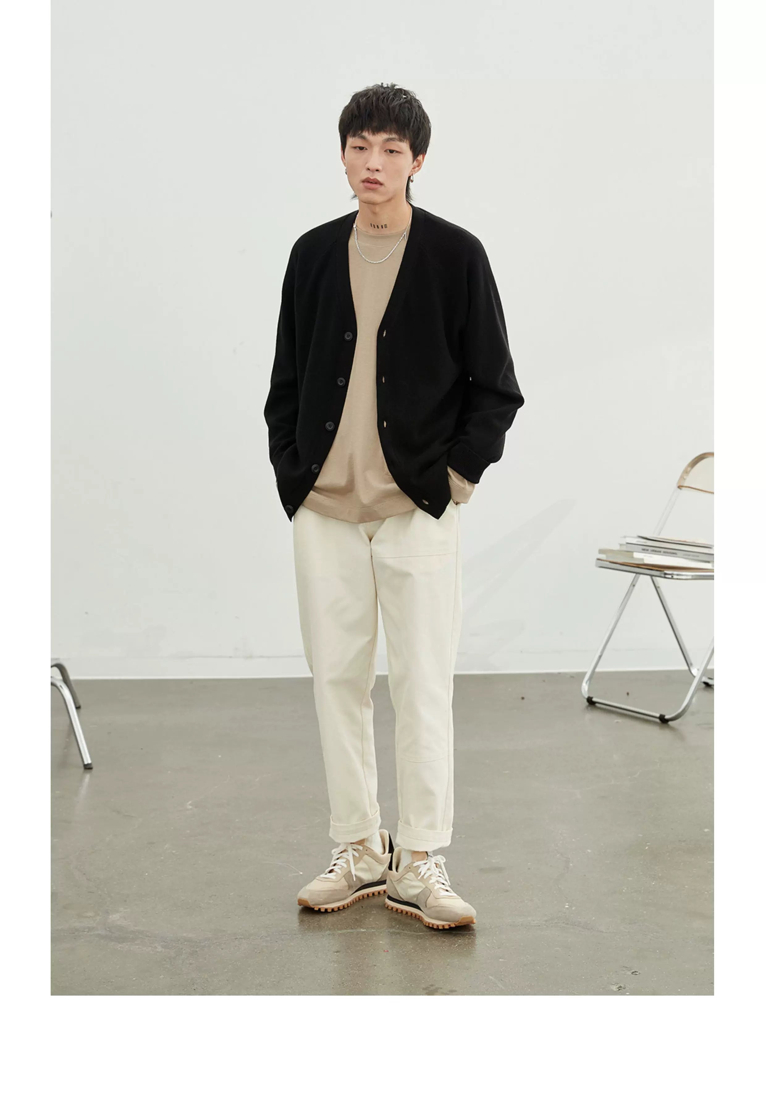 Vintage Herringbone Elastic Waist Cargo Pants