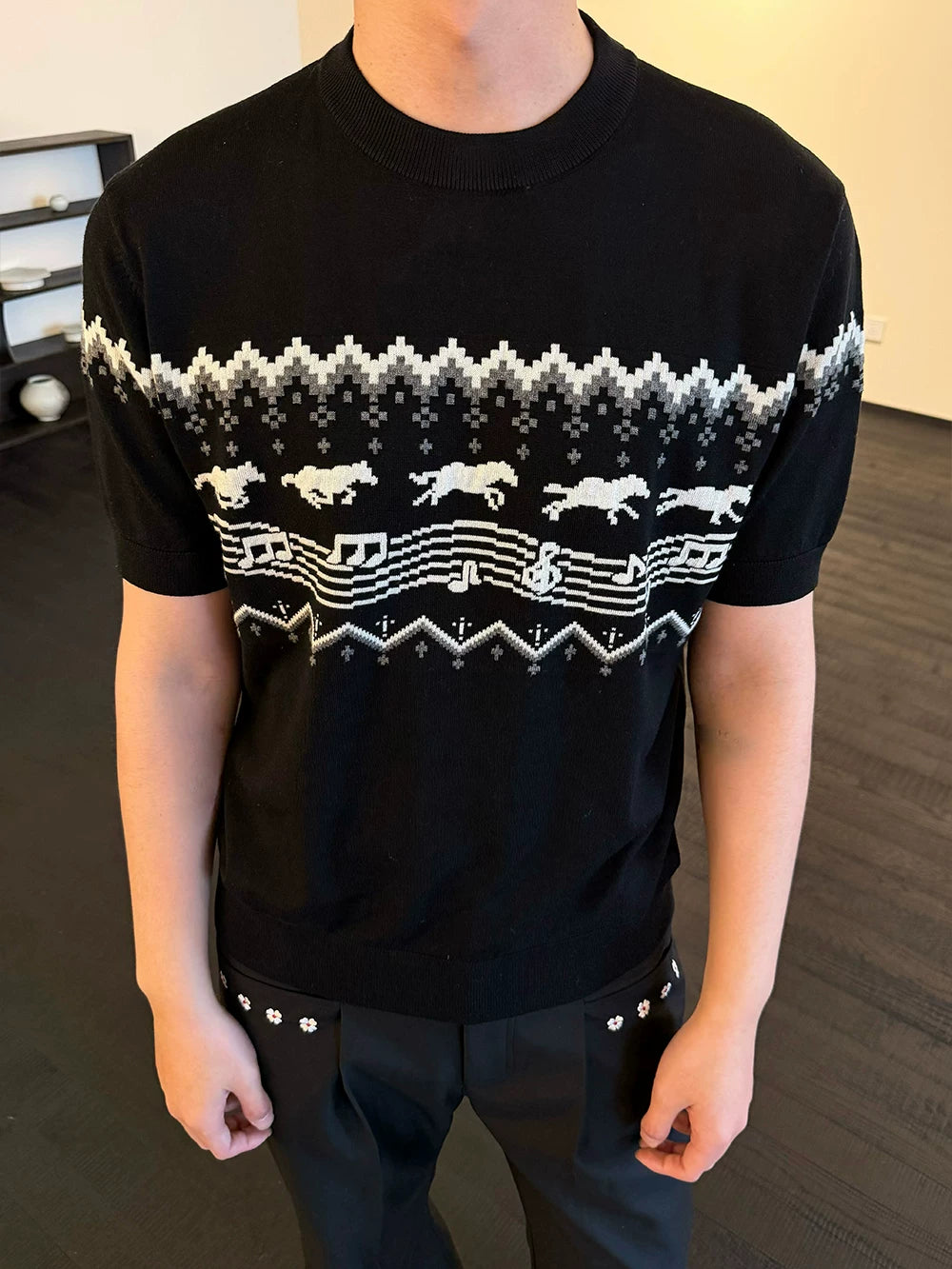 Antibacterial Lyocell Fair Isle Note Tee