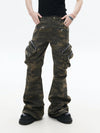Heavy-Duty Camo Loose Flare Cargo Pants