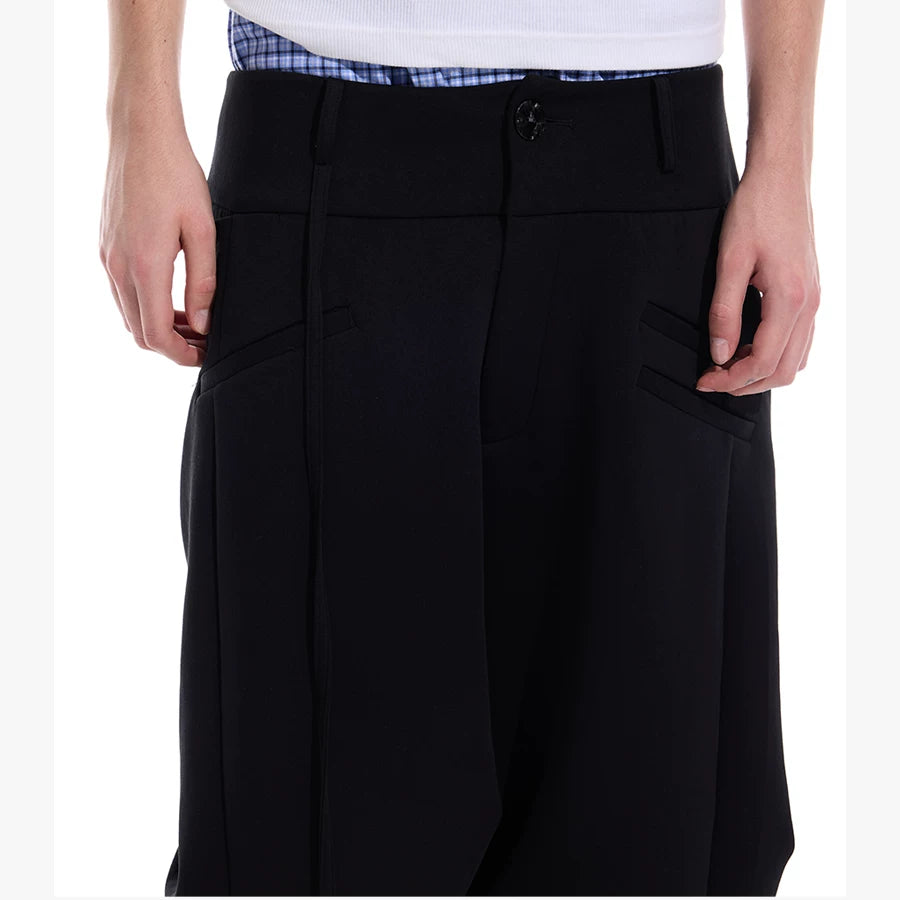 Cropped Pocketed Sashed Curved Hem Shorts