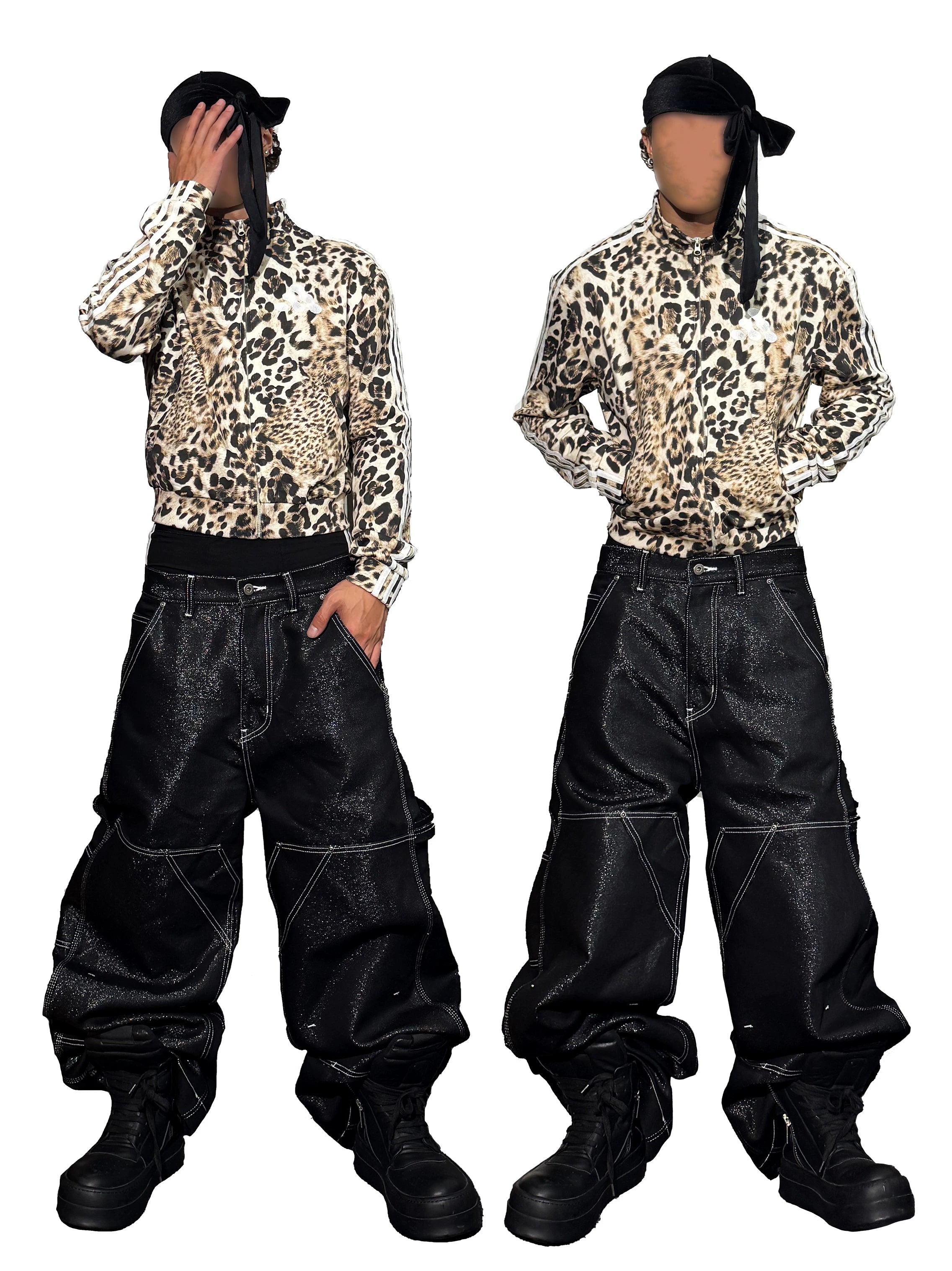 Leopard Print Stand Collar Sweatshirt