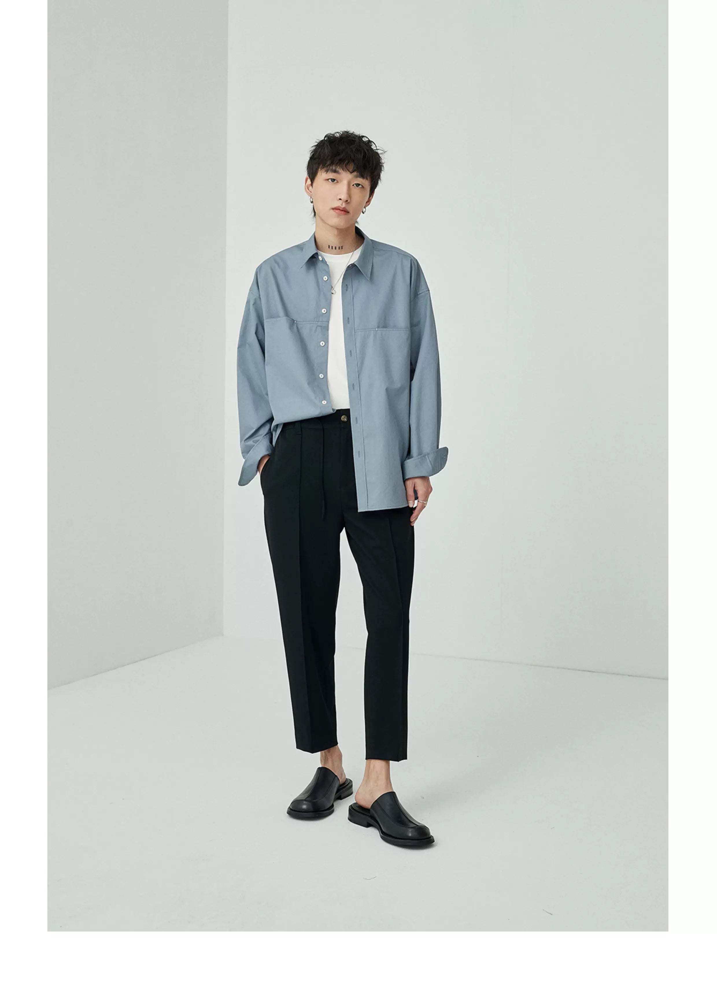 Split Pocket Basic Cotton Shirt