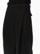 Black Vertical Striped Wool Dress Pants