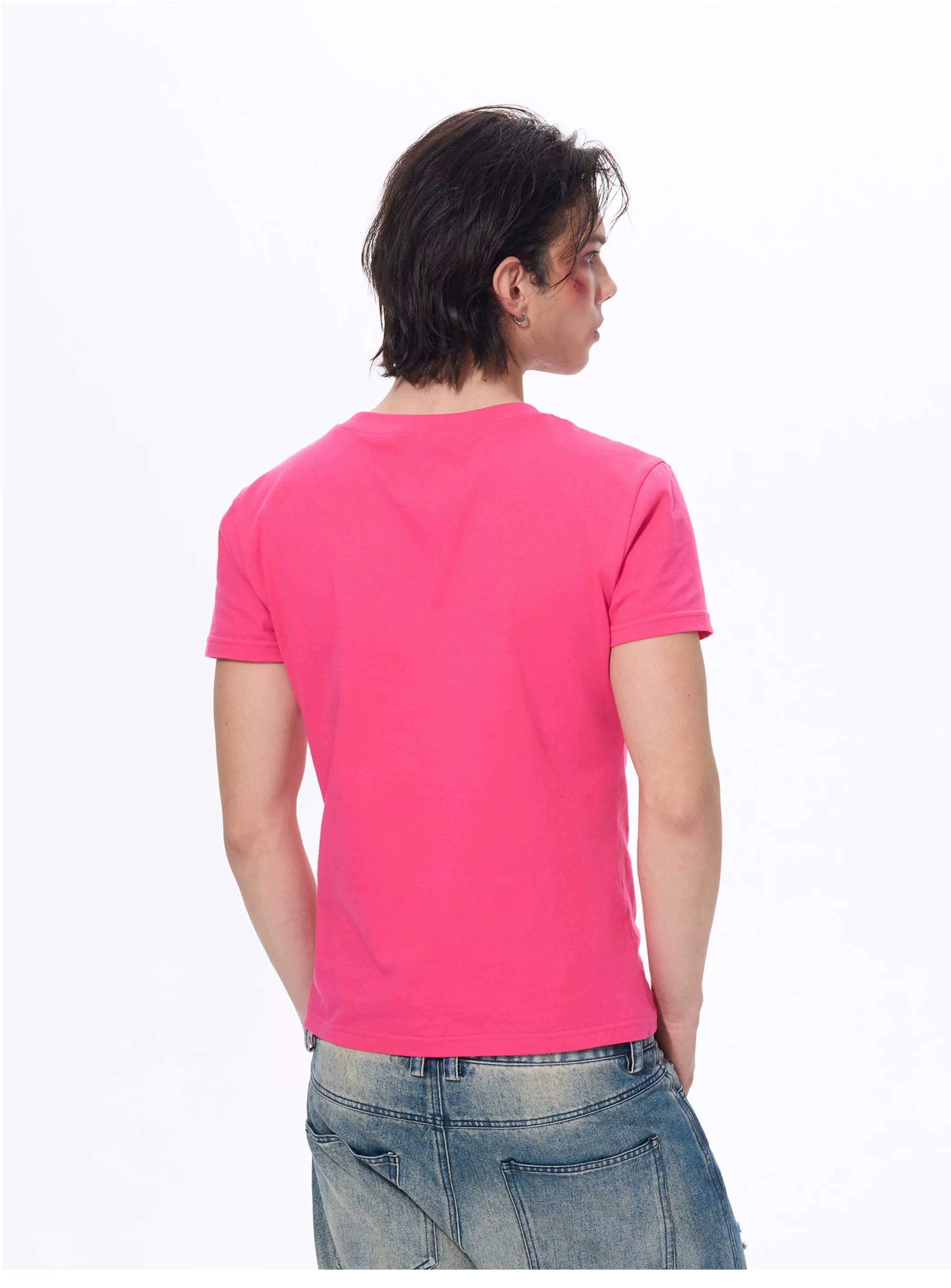 Men's Rhinestone Letter Crew Neck Tees