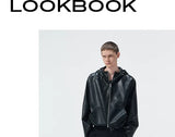Cropped Lambskin PU Hooded Kangaroo Jacket