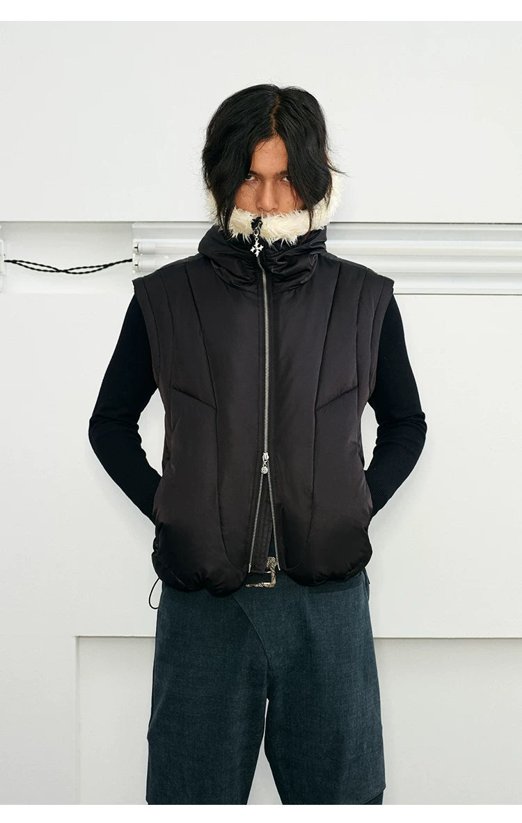 Men's 2-in-1 Winter Fur-Trimmed Puffer Vest