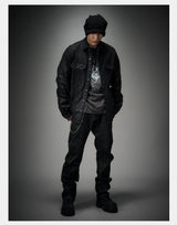 Dark Waxed Oversized Denim Shirt Jacket
