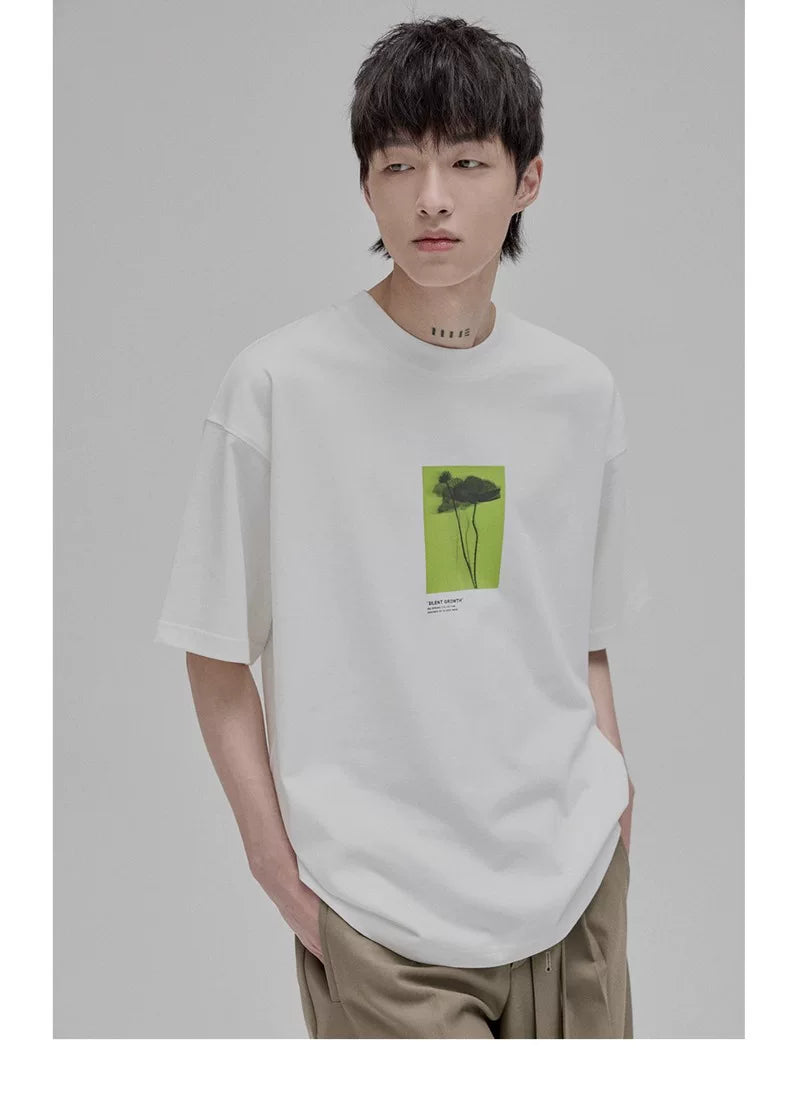 Floral Silhouette Print Short Sleeve Tee