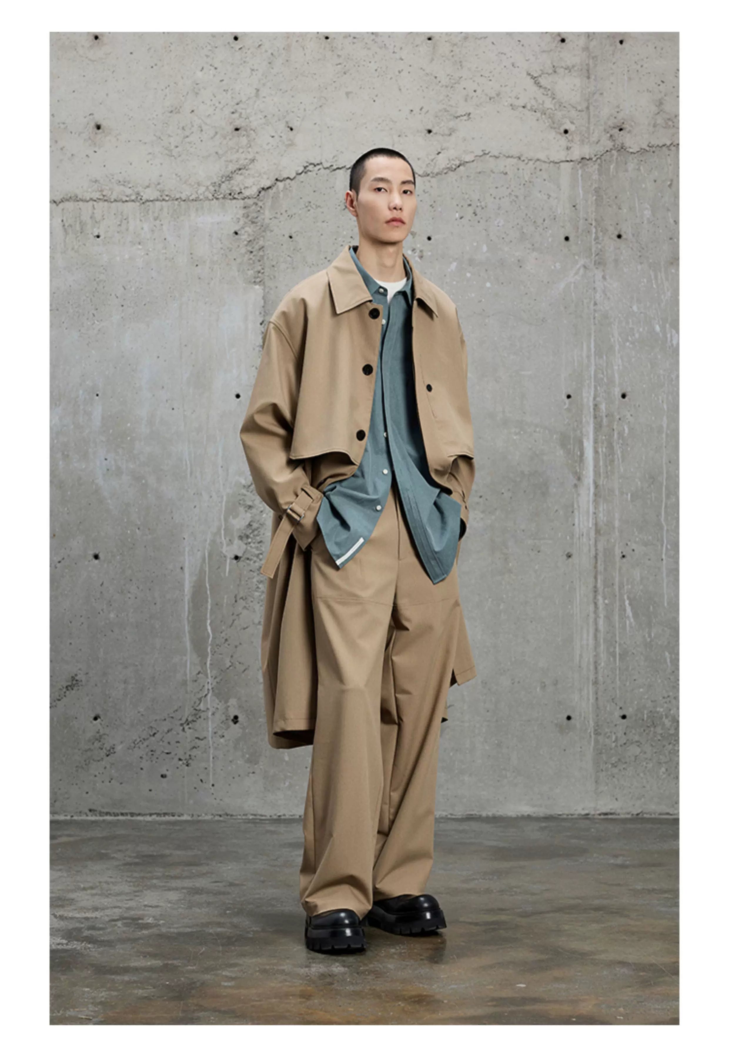 Draped Chain Texture Straight Leg Pants