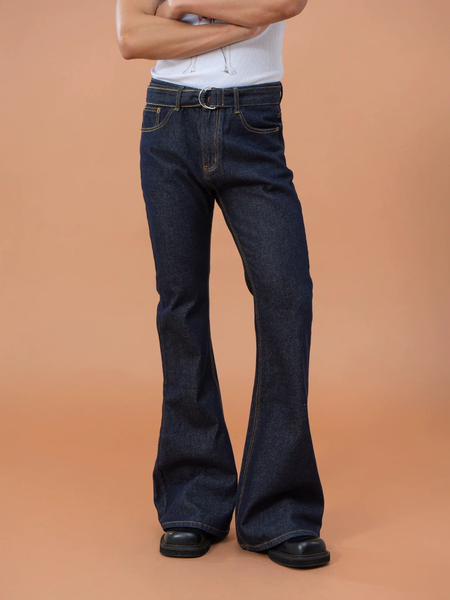 Men's Dark Blue Slim Flared Jeans