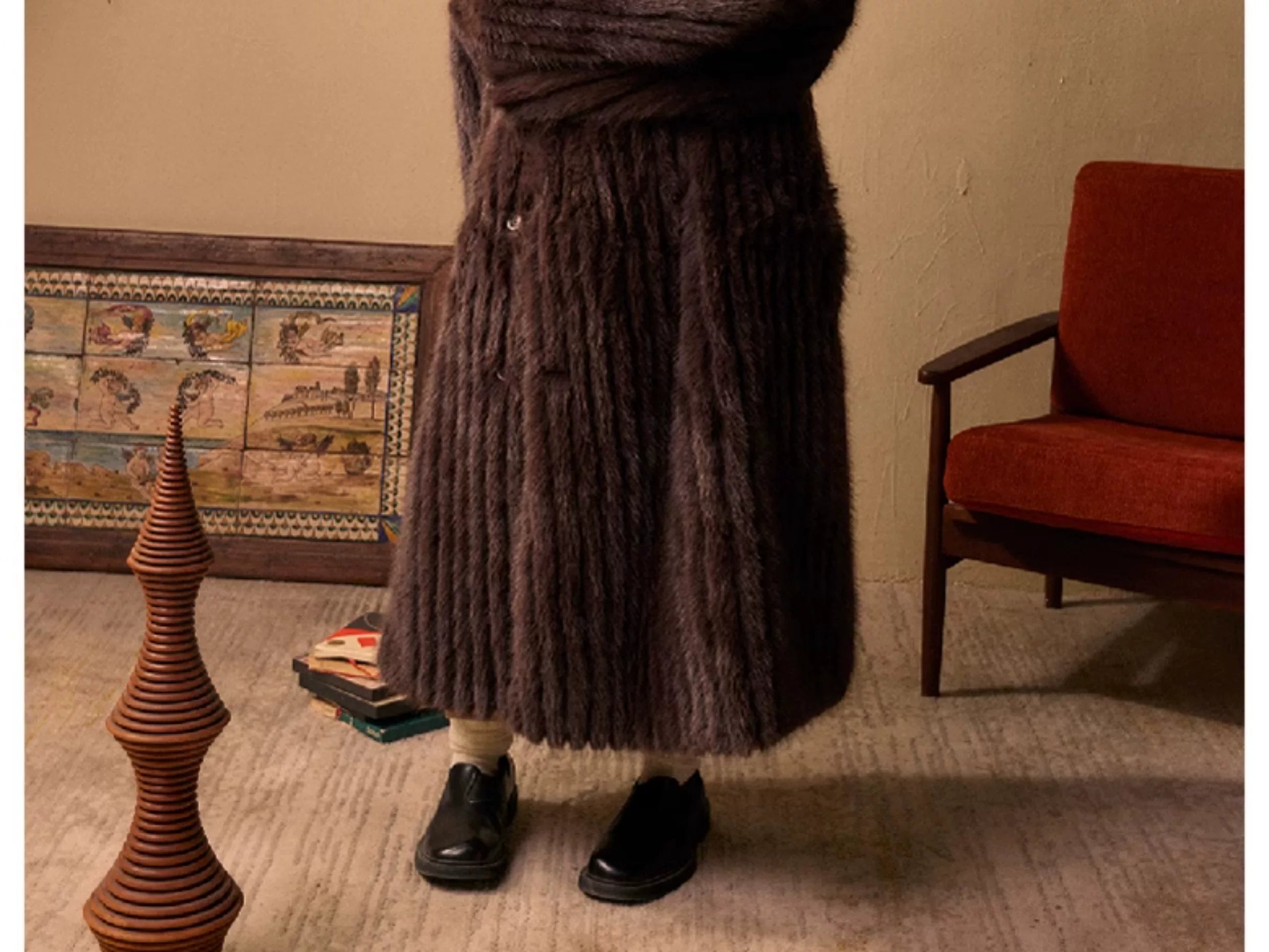 Unisex Oversized Knee-length Faux Fur Coat