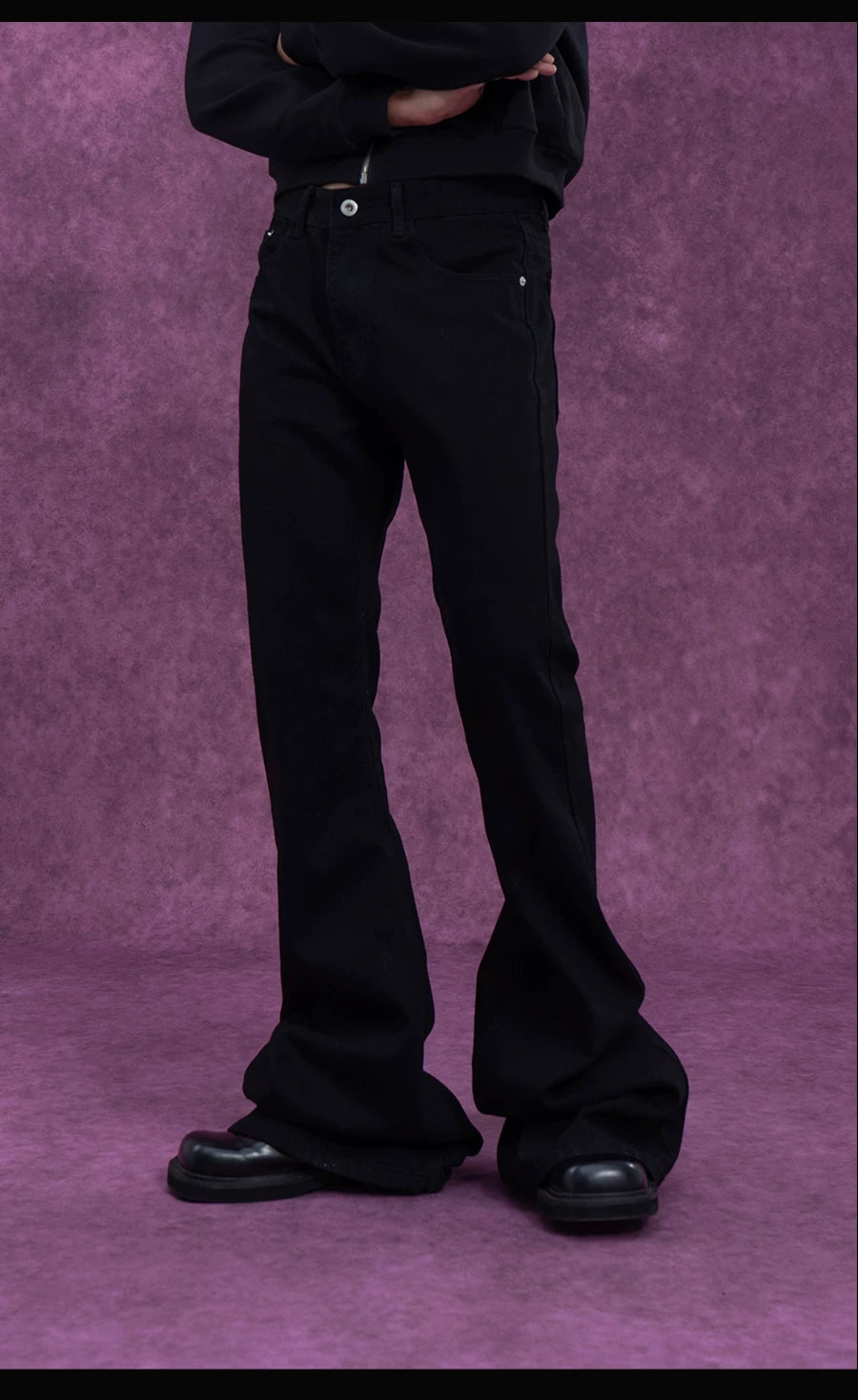 Men's Slim-fit Full-length Two-tone Flared Jeans