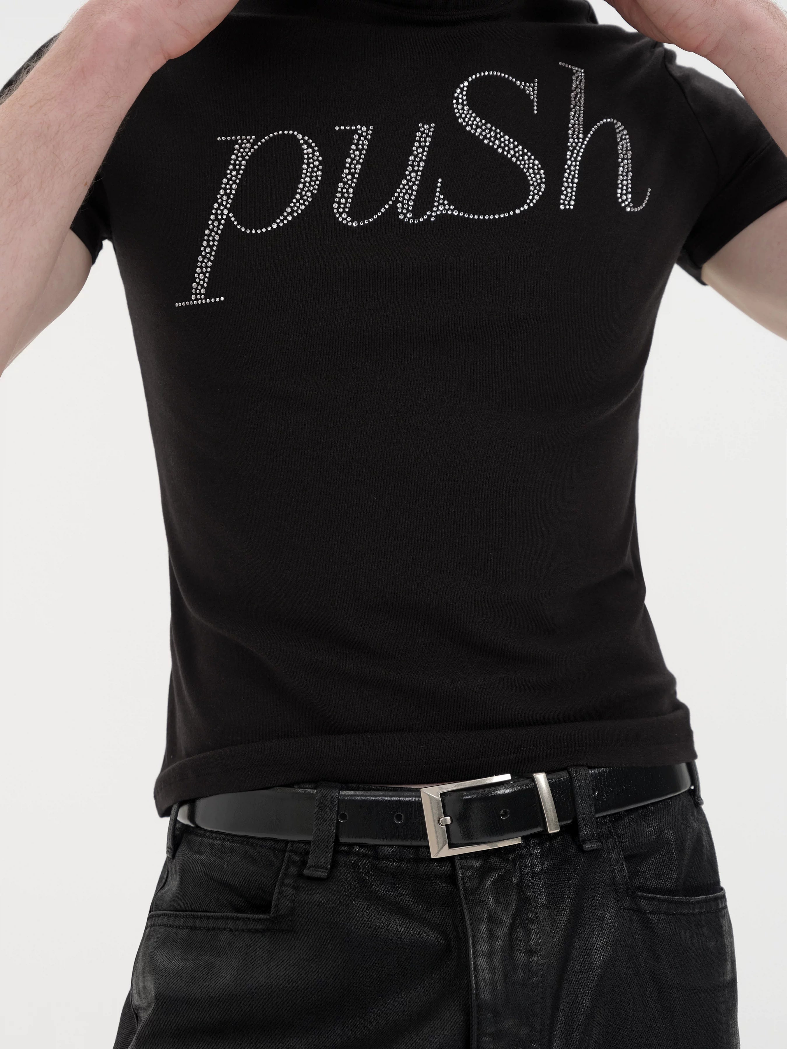 Slim Fit Rhinestone Short Sleeve Tee