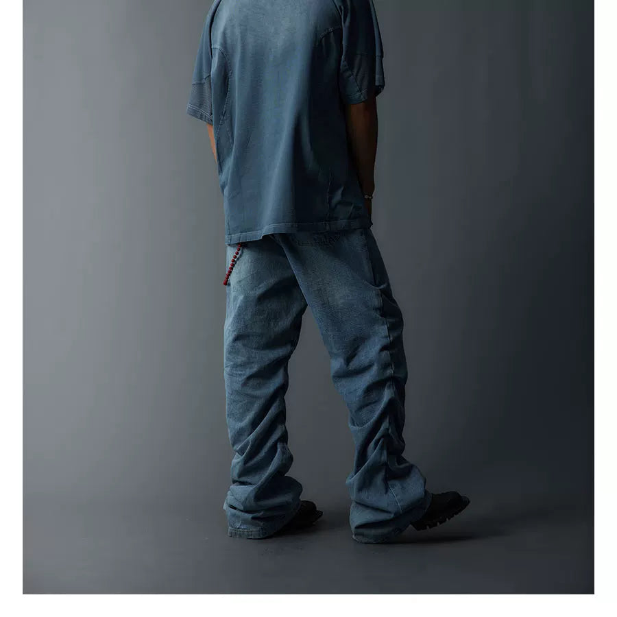 Two-Tone Washed Mesh Patchwork Tee