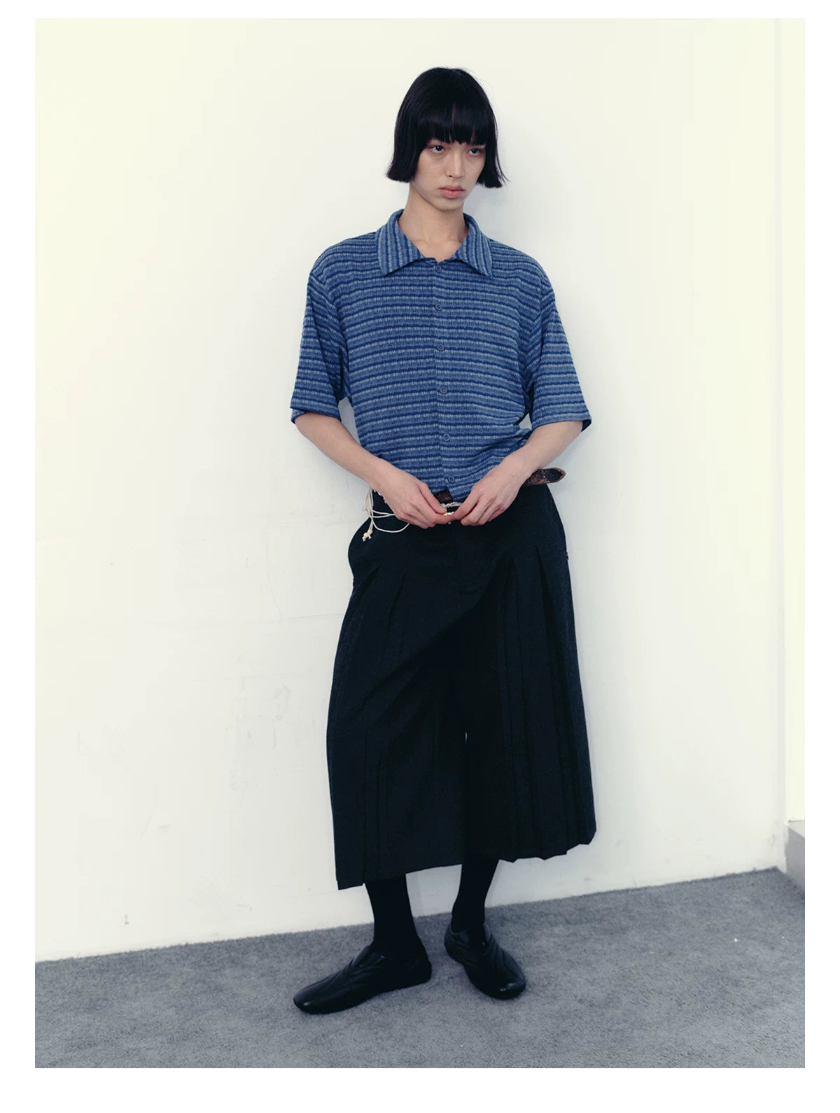 Loose Striped Knit Short-Sleeve Shirts