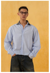 Men's Blue Striped Long Sleeve Shirts