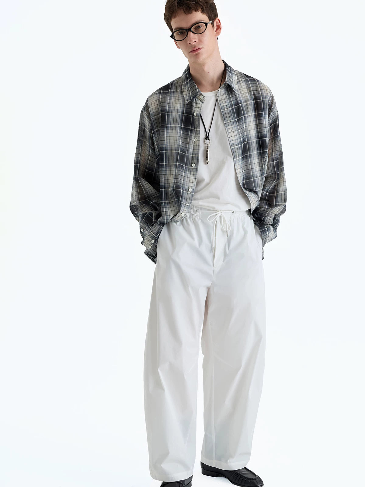 Plaid Woven Cotton Long Sleeve Shirt