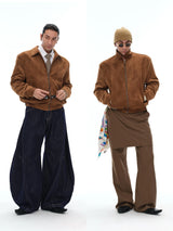 Unisex Vintage Suede Lapel Jacket