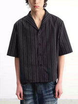 Short-Sleeve Striped Cotton Linen Shirt