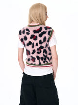 Men's Pink Leopard Print Fuzzy Vest