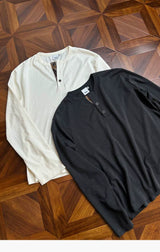 Long Sleeve Color Block Linen Henley