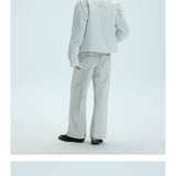 Two-Tone Single-Button Split Turtleneck Down Coat