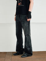 Cleanfit Men's Vintage Ripped Flared Jeans