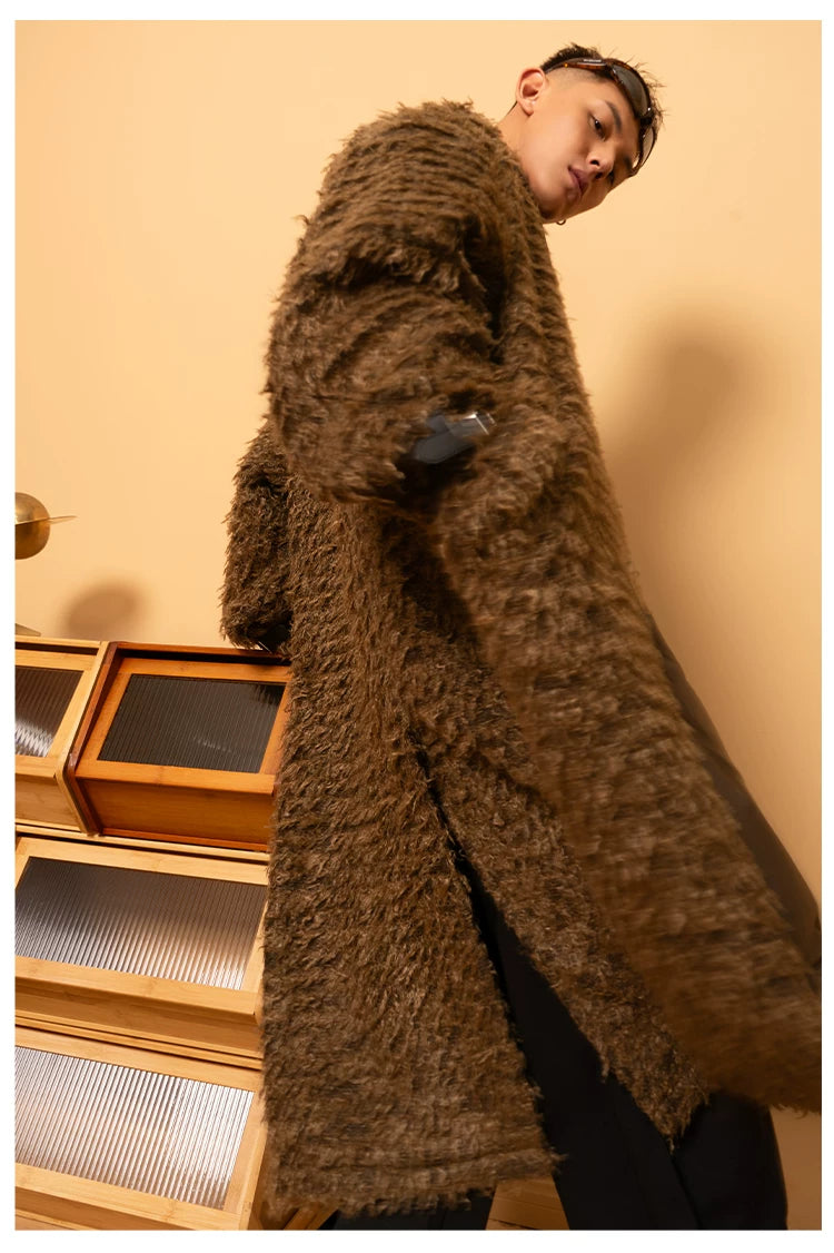 Men's Casual Brown Faux Fur Coat