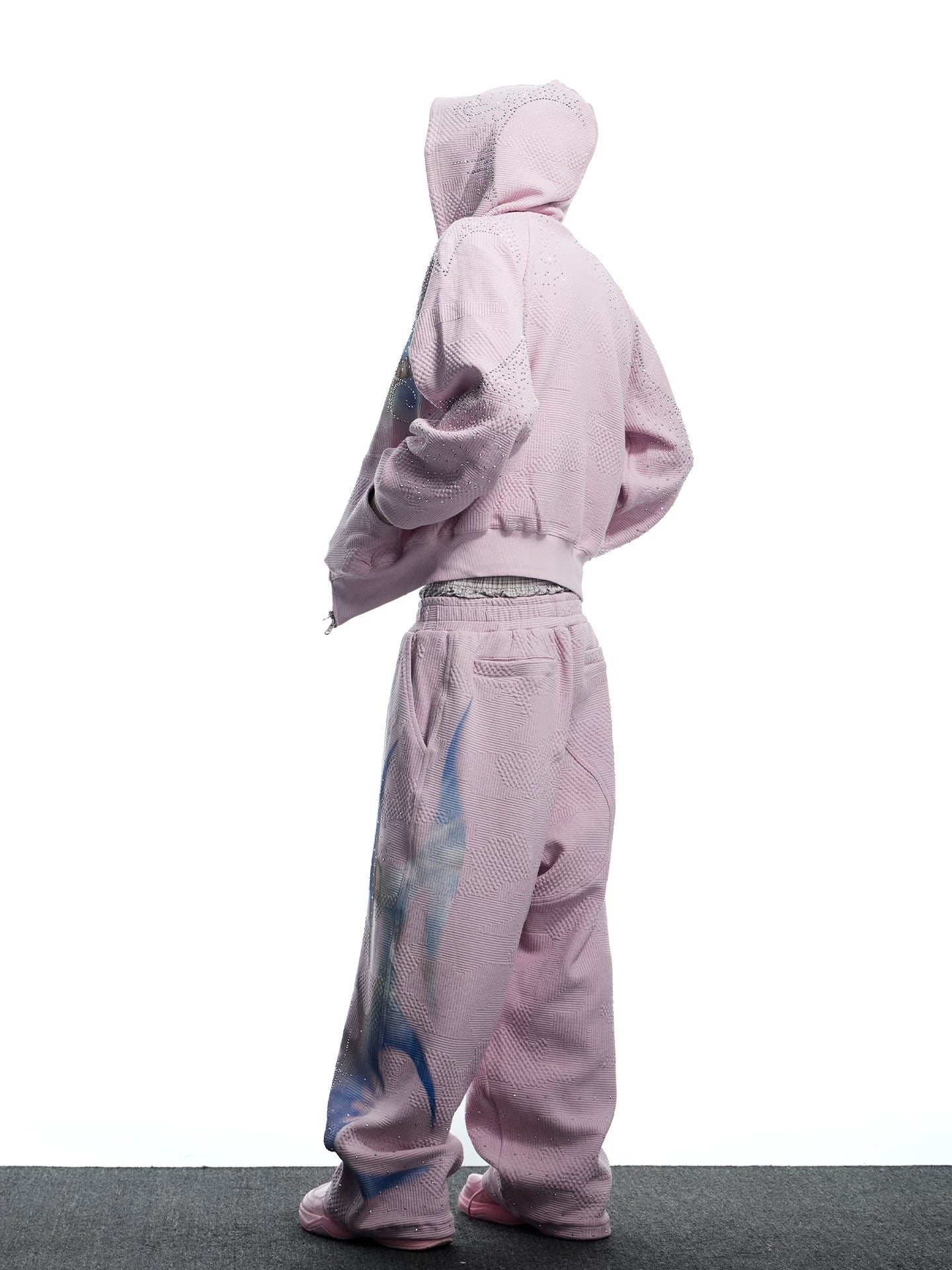 Vintage Pink Embellished Dual Waistband Sweatpants