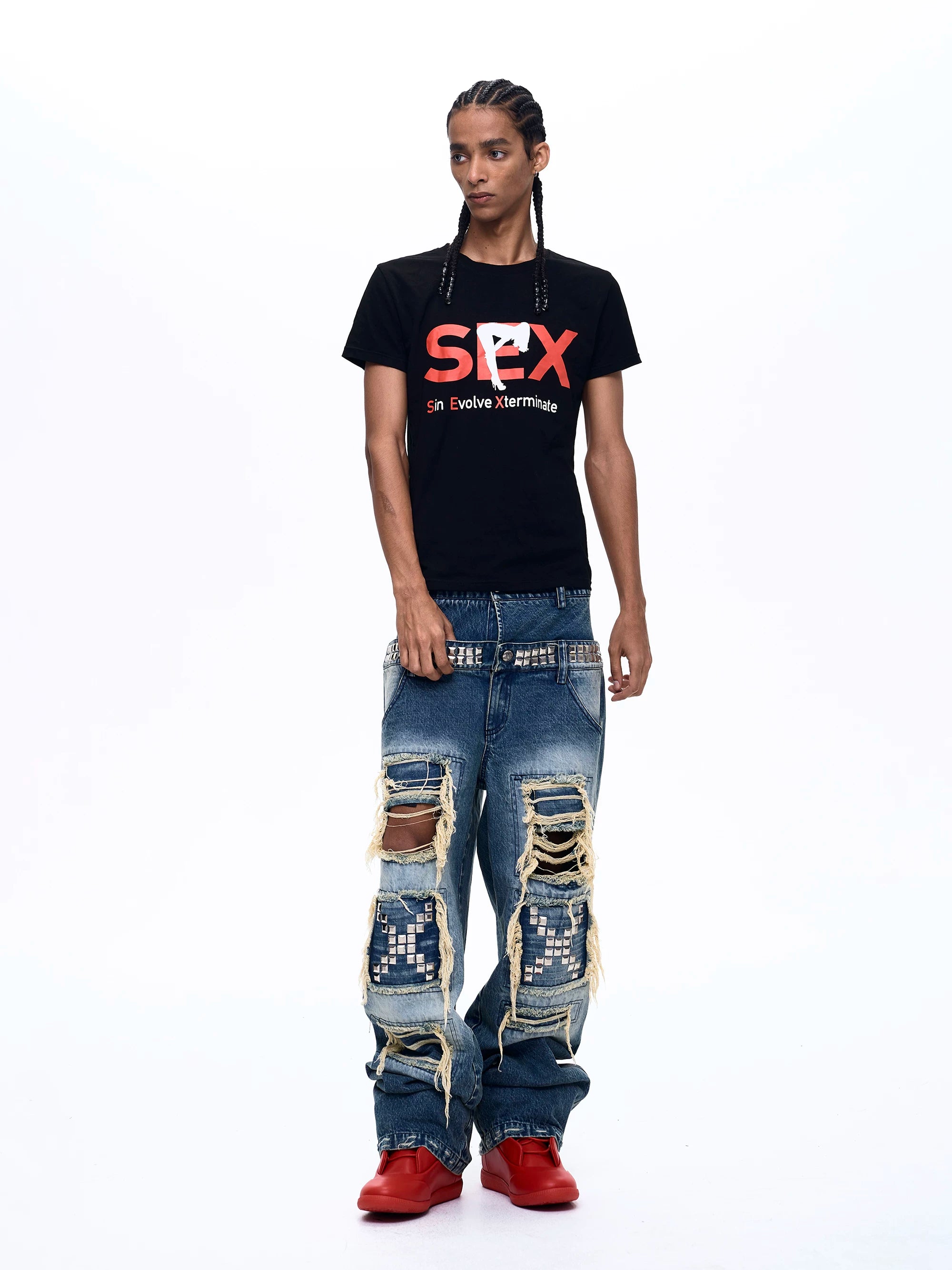 Streetwear Letter Print Crew Neck Tees