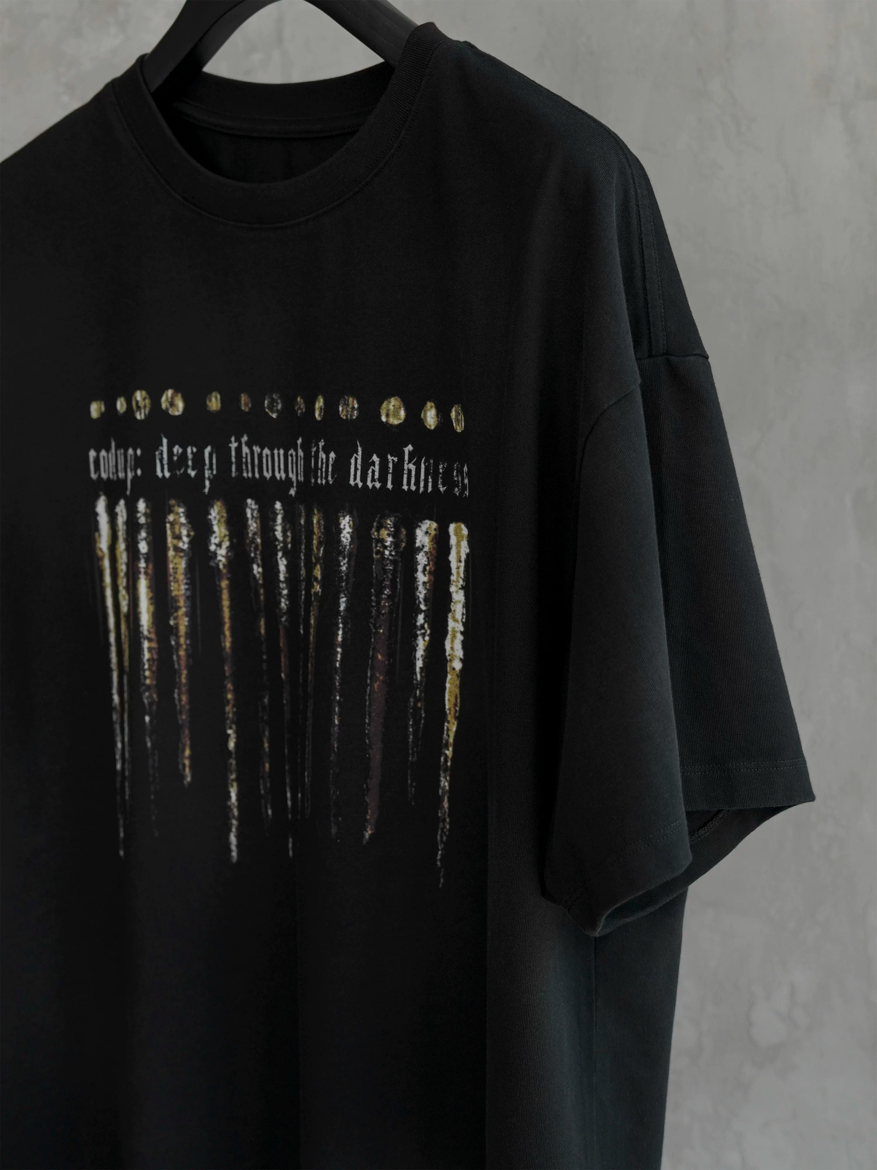 Loose Washed Black Printed Cotton Tee