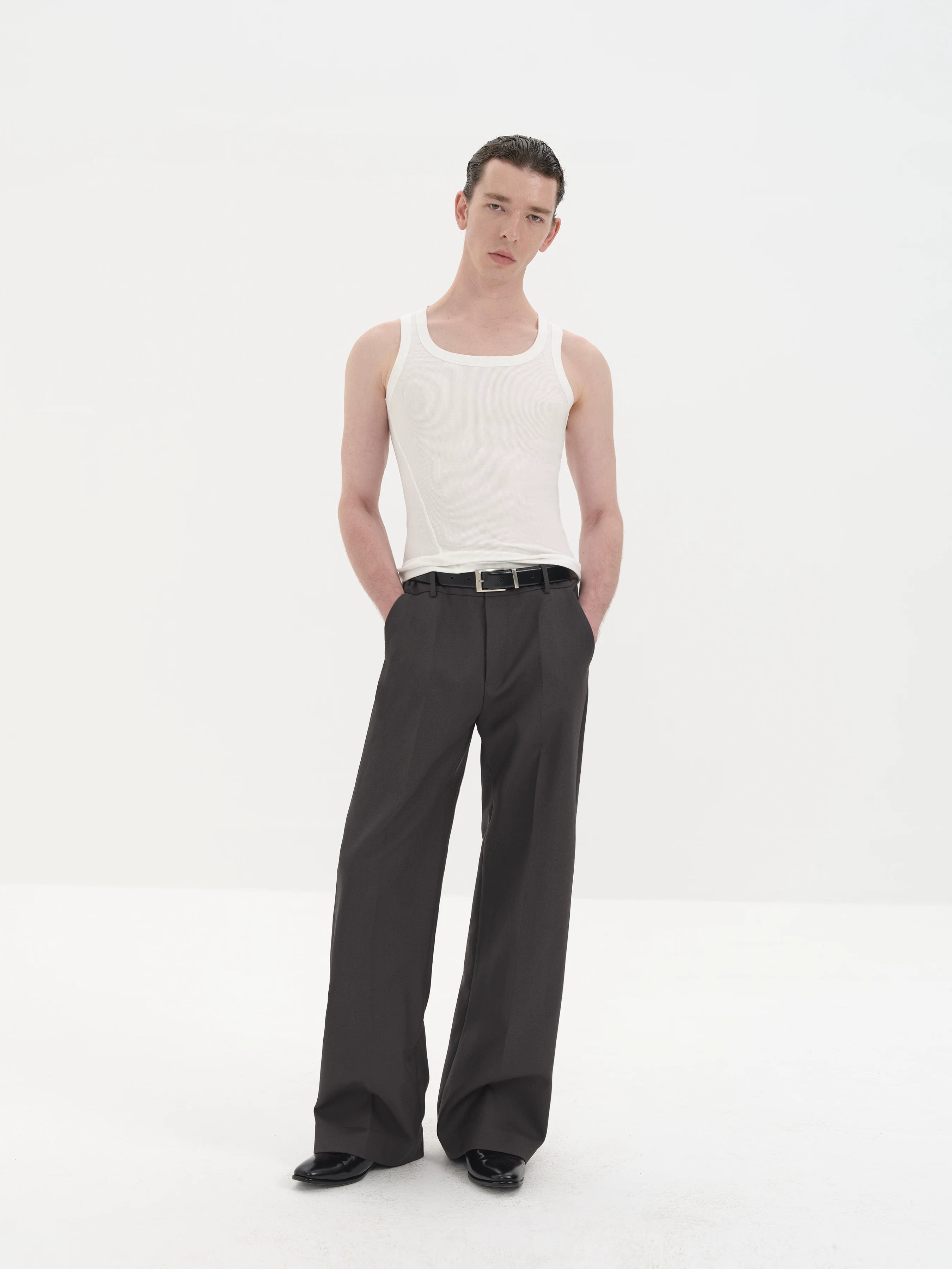 Wrinkle Free Straight Wool Dress Pants