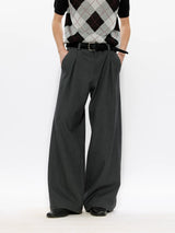 Men's Wool Houndstooth Pleated A-Line Pants