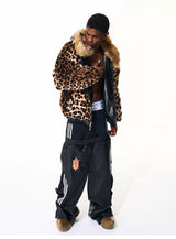 Men's Reversible Quilted Leopard Leather Jacket
