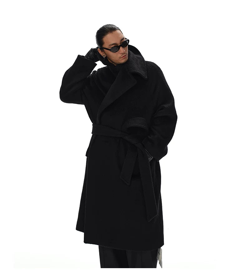 Men's Knee-length Suri Wool Overcoat