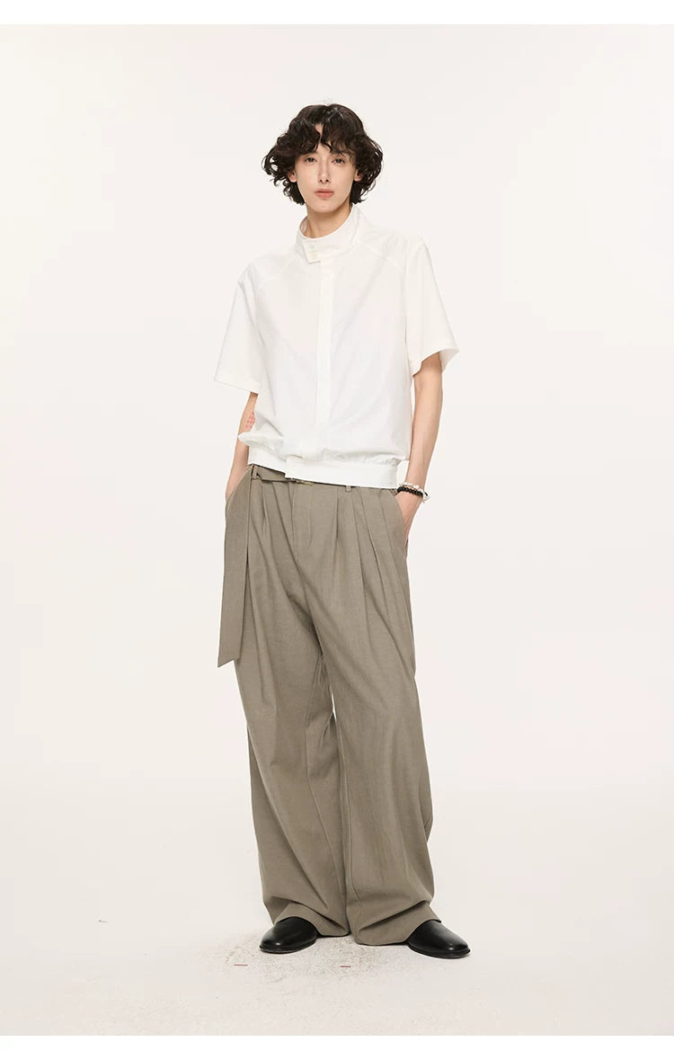 High Waist Wide Leg Belted Pants