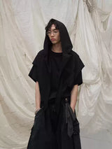 Detachable Hood Short-Sleeve Ring Cut Tees
