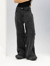 Men's Blue Black Loose Flared Jeans