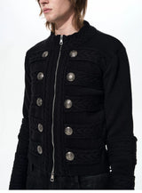 Men's Black Knit Sweater Coat