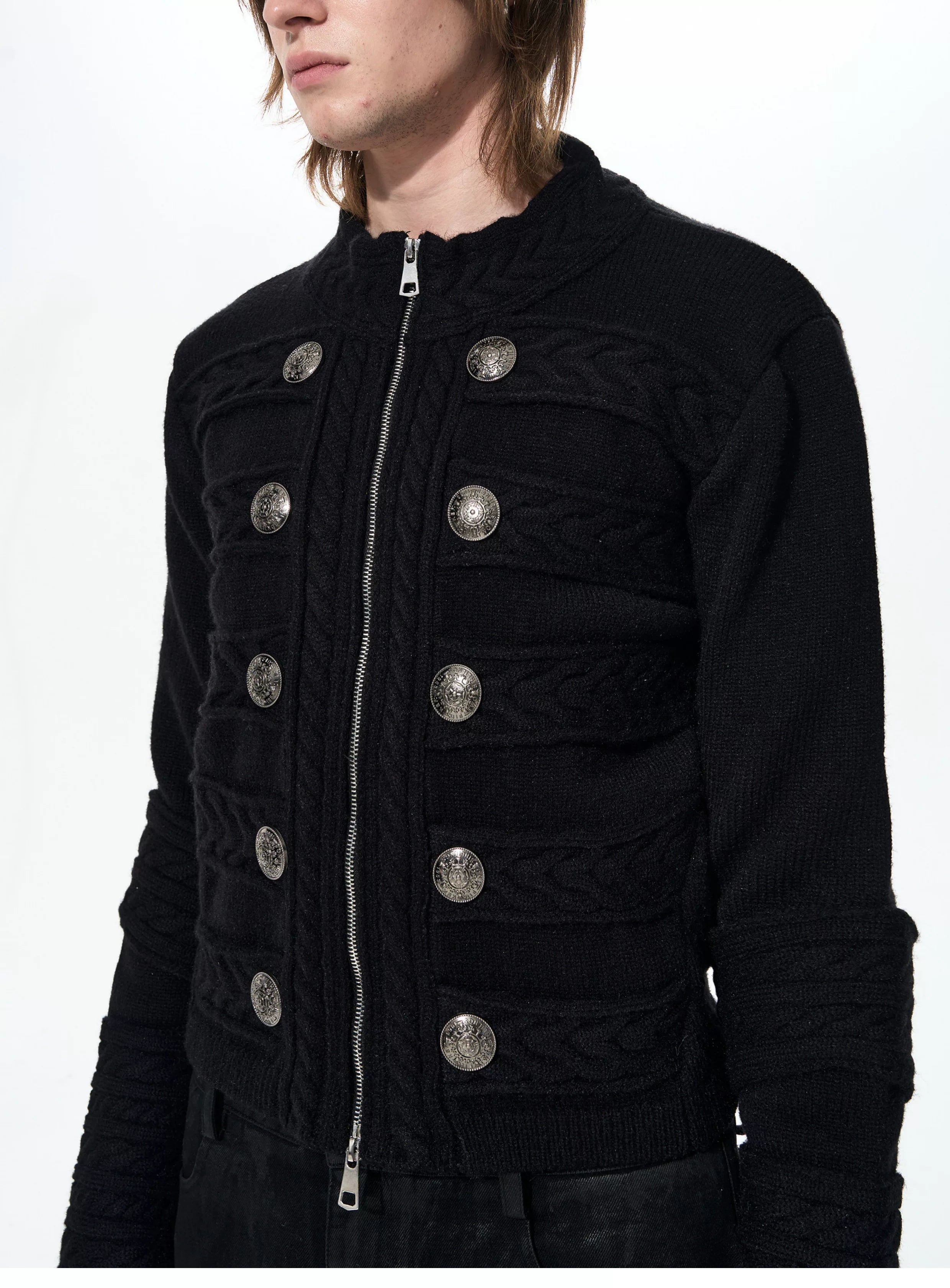 Men's Black Knit Sweater Coat
