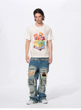Men's Snack Print Washed Cotton Tee