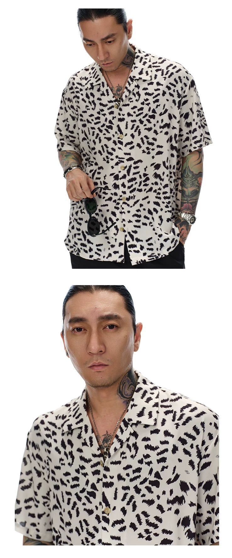 Men's Spotted Cuban Collar Shirt